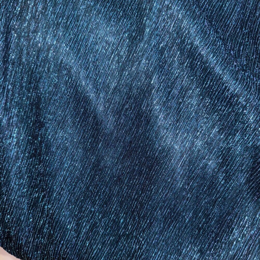 R&M Collection Teal Shimmer Sheer Overlay Top | S - Picture 12 of 13